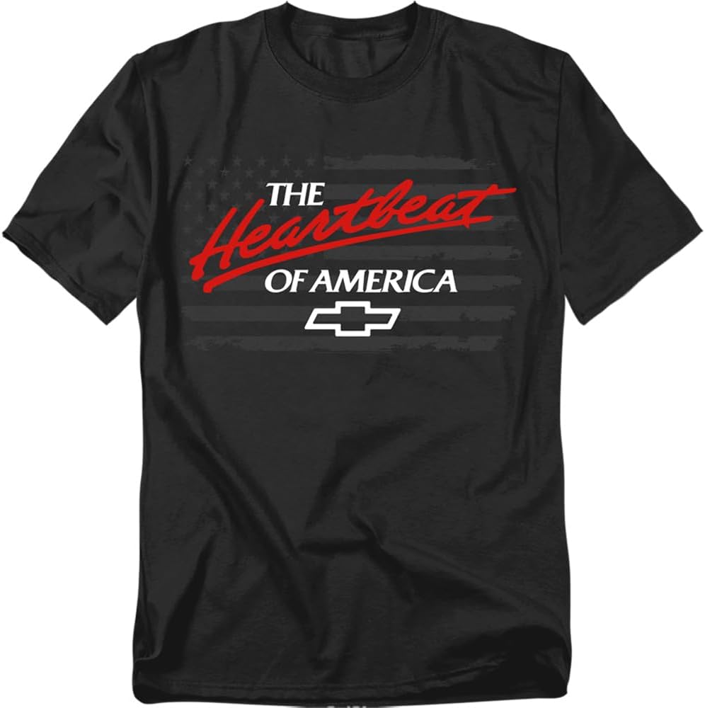 Popfunk Chevrolet Heartbeat of America Flag Unisex Adult T Shirt