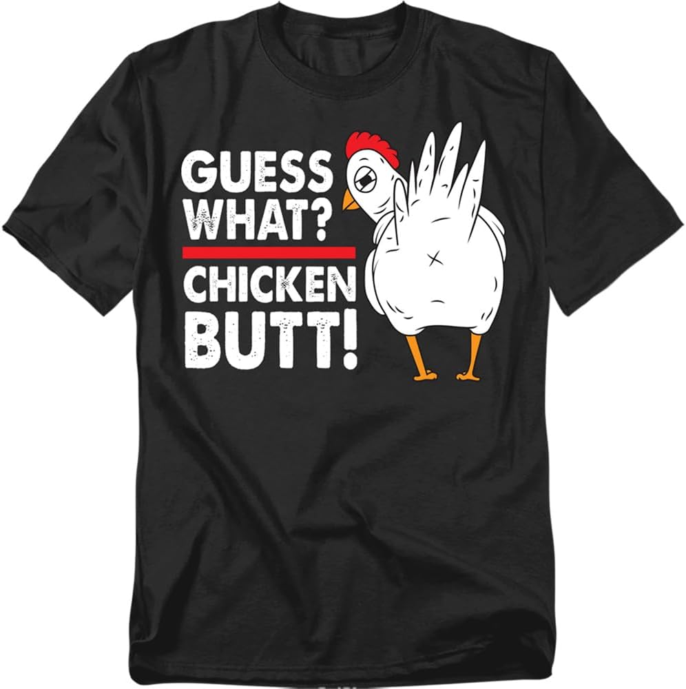 Popfunk Guess What Chicken Butt T-Shirt – Childhood Joke Humor Tee, Unisex