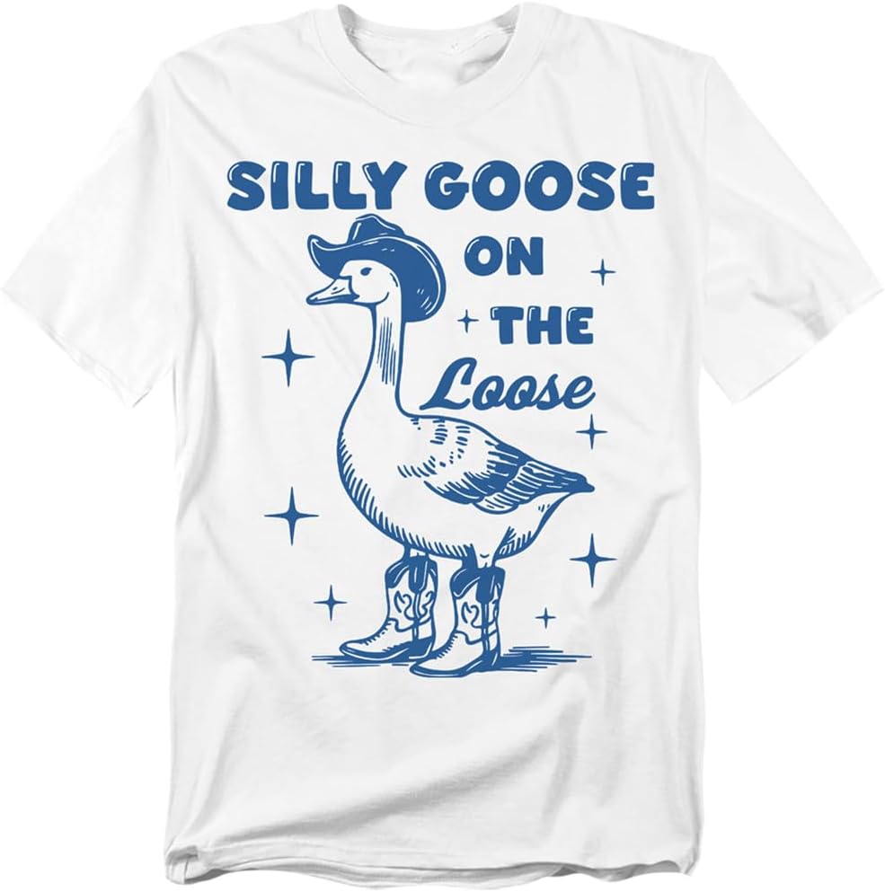 Popfunk Silly Goose on The Loose T-Shirt – Funny Animal Humor Tee, Unisex