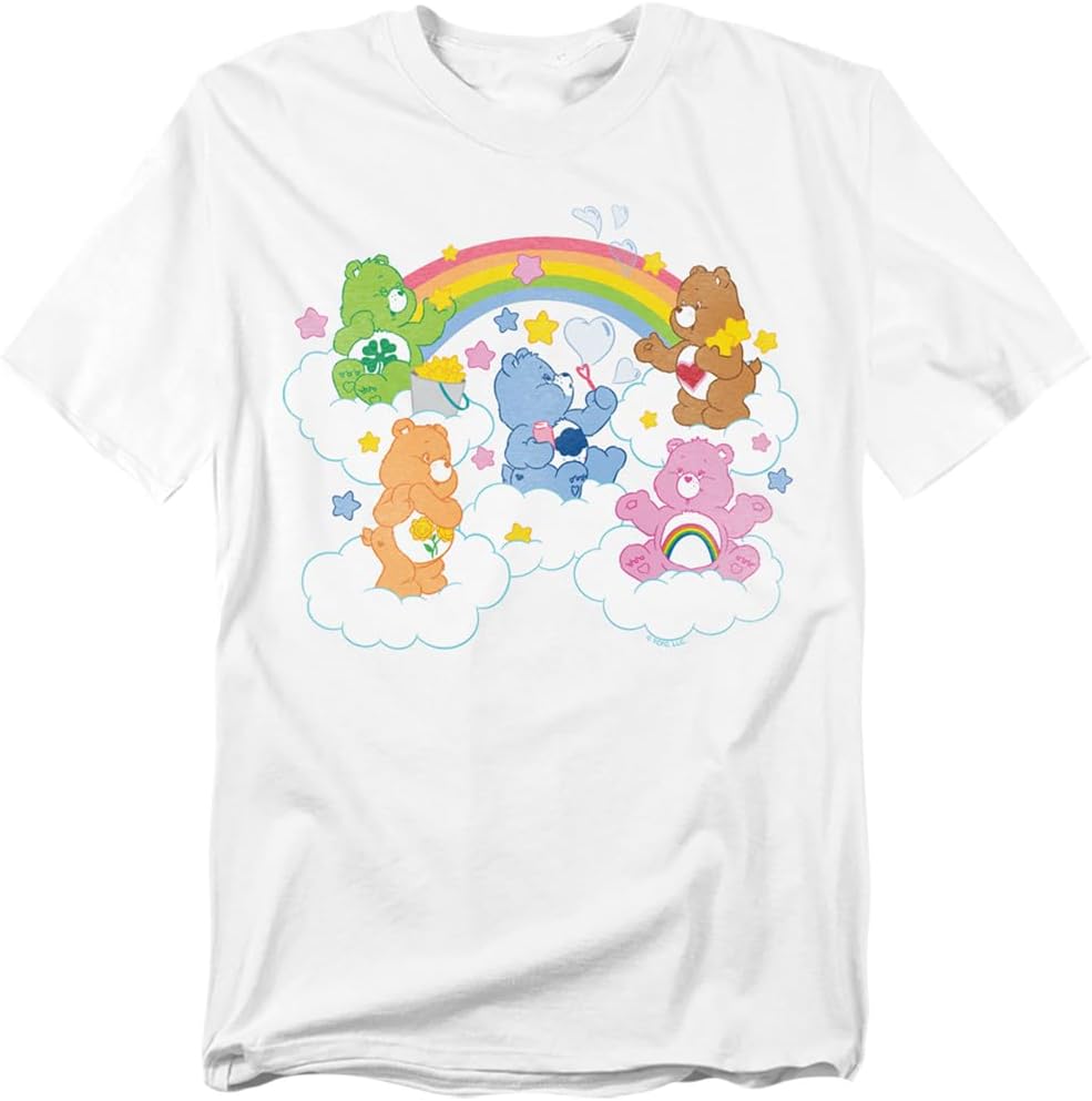 Popfunk Care Bears Rainbows Clouds and Stars Unisex Adult T Shirt