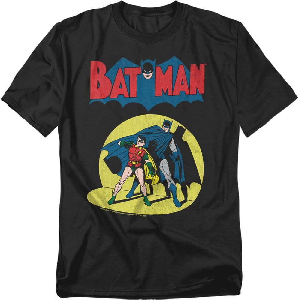 Batman and Robin Retro Spotlight Unisex Adult T Shirt