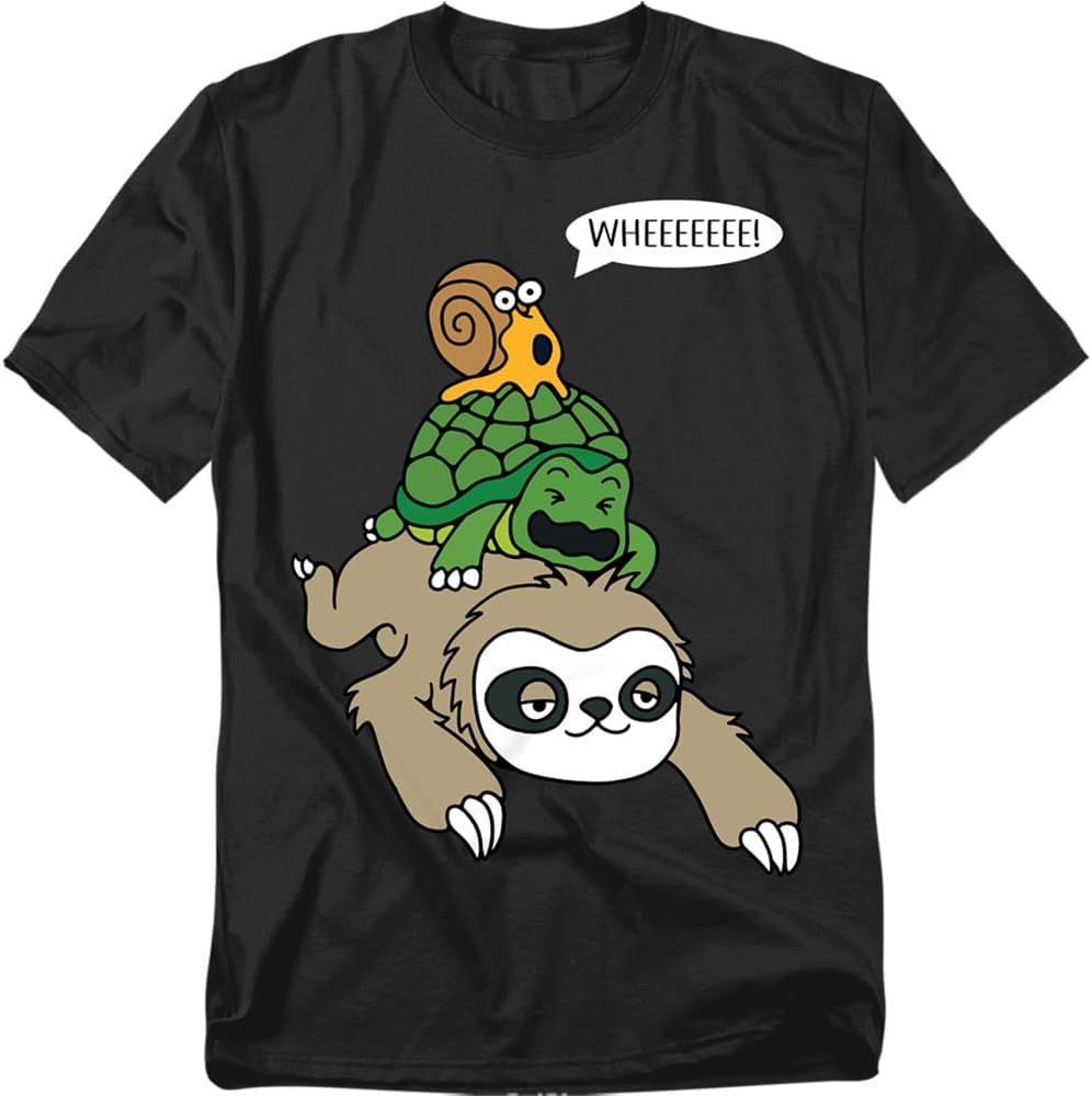 Popfunk Funny Snail Turtle Sloth Go Fast Slow & Steady T-Shirt, Unisex