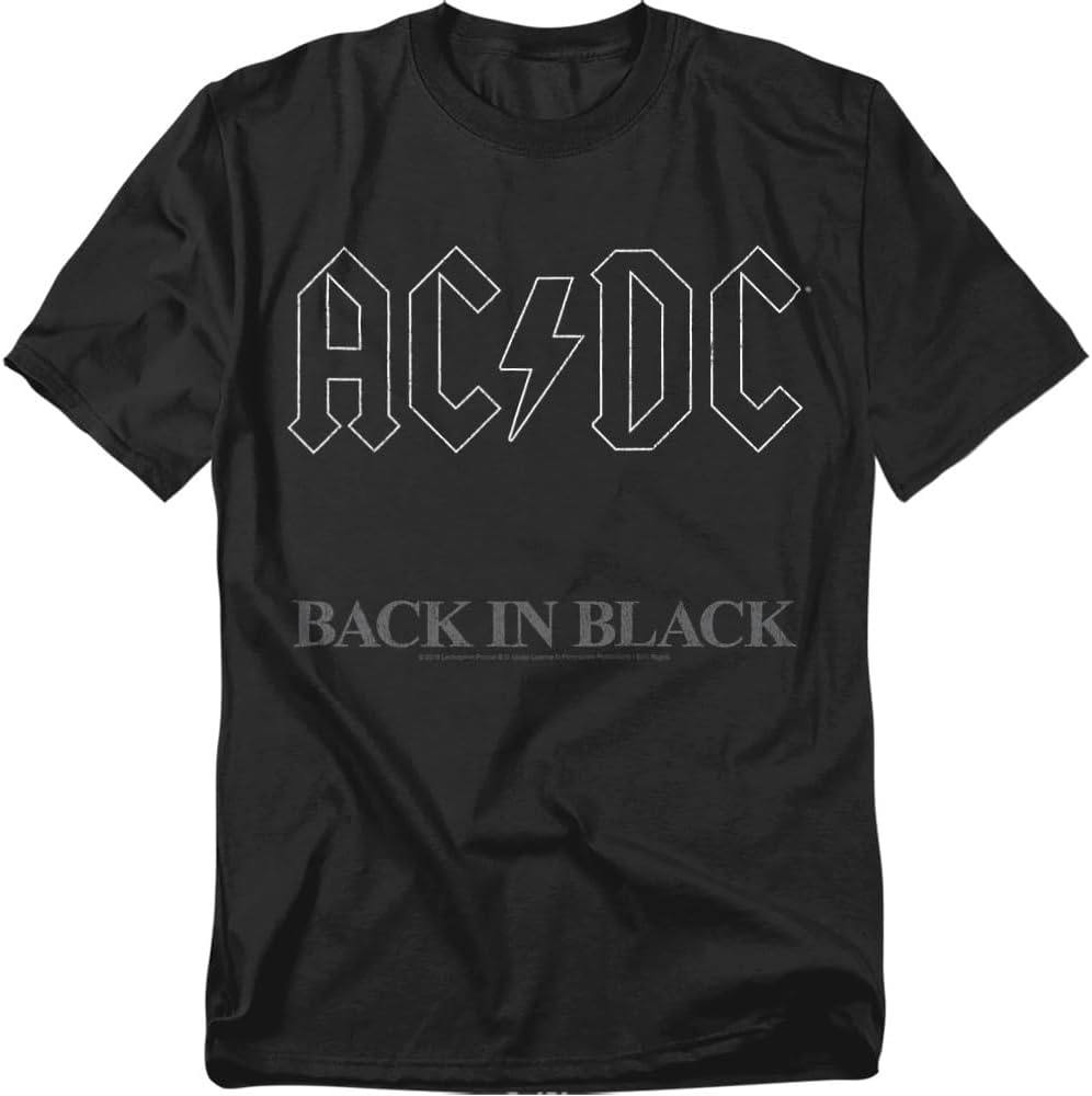 Popfunk ACDC Back in Black Logo Rock Album T-Shirt,
