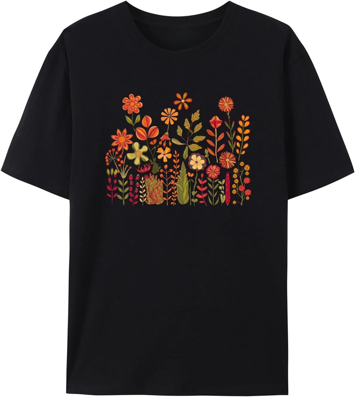 Women's Floral Graphic T-Shirt Cotton, Flower Printed Tees for Ladies, Summer Short Sleeve Tops T Shirts
