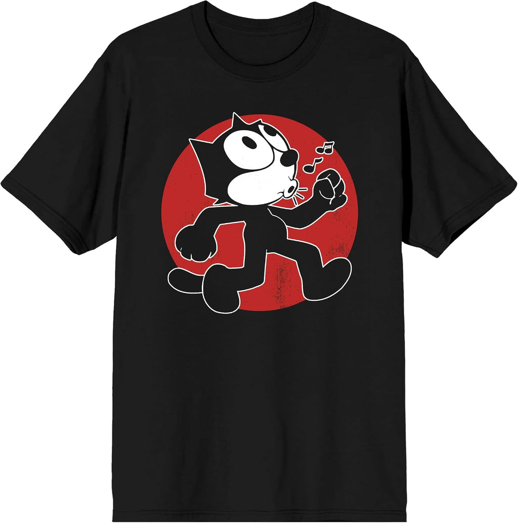 Felix the Cat Whistling Adult Black Short Sleeve Tee