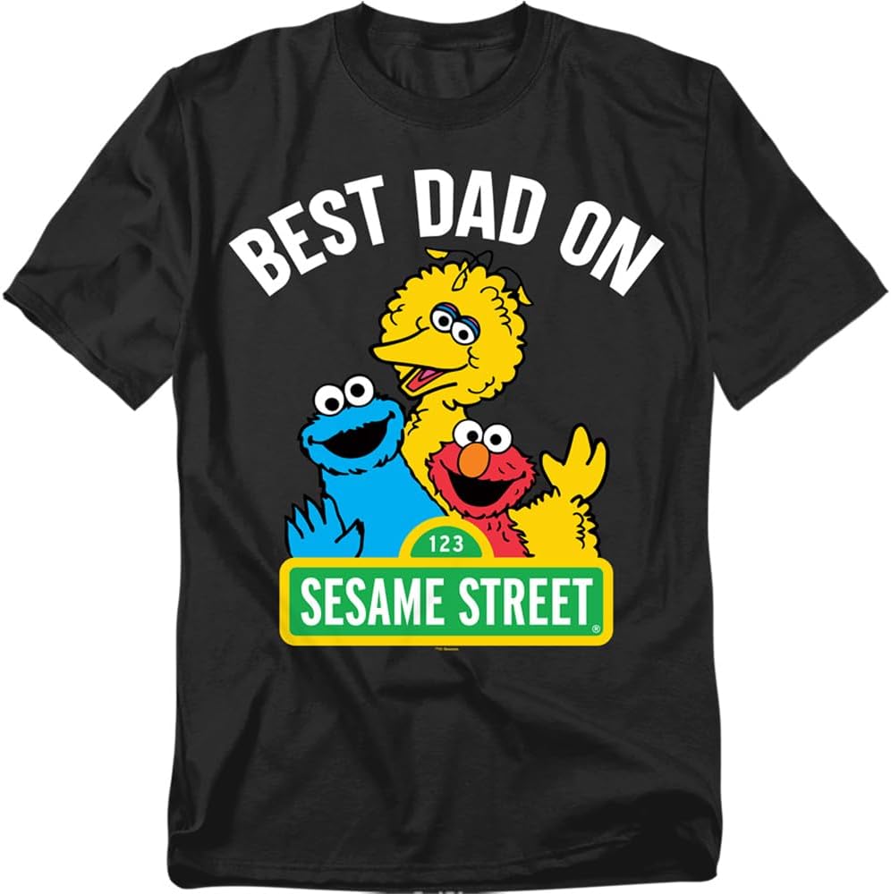 Popfunk Sesame Street Father's Day Best Dad On Street, Unisex Adult T Shirt