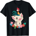 Disney Moana HEI HEI Rooster Pua Flowers Sketch Portrait T-Shirt