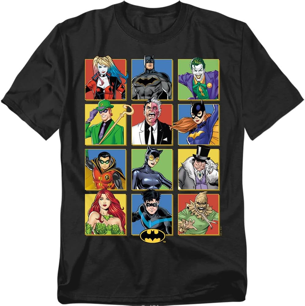 Popfunk Batman Character Squares Unisex Adult T Shirt