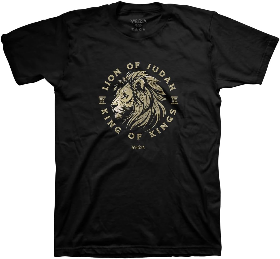 Kerusso Lion of Judah King of Kings Cotton Crew Neck Christian Graphic T-Shirt Jesus Shirt