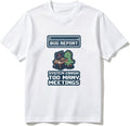 Cotton T-Shirt Cat Holds Screen with Error Message Casual Soft Crewneck Top
