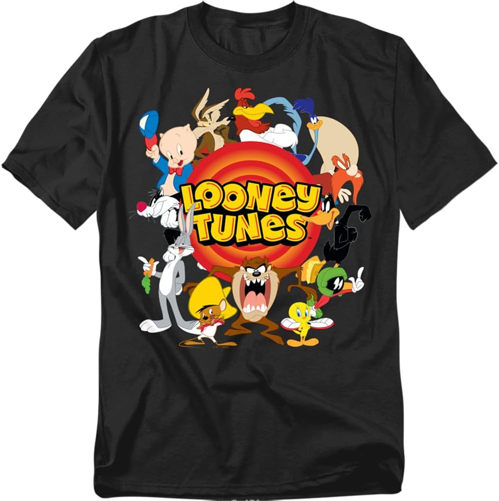 Popfunk Looney Tunes Group Circle Logo Unisex Adult T Shirt