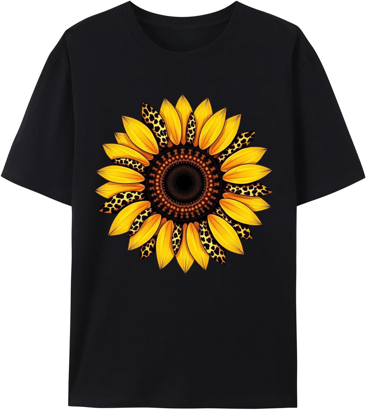 Women's Sunflower Graphic T Shirts, Flower Printed Short Sleeve Tees for Ladies, Cotton T-Shirts Summer Floral Tops