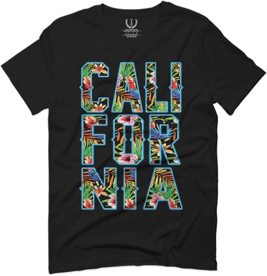 VICES AND VIRTUESS Cool Summer California Republic Flowers for for Men T Shirt