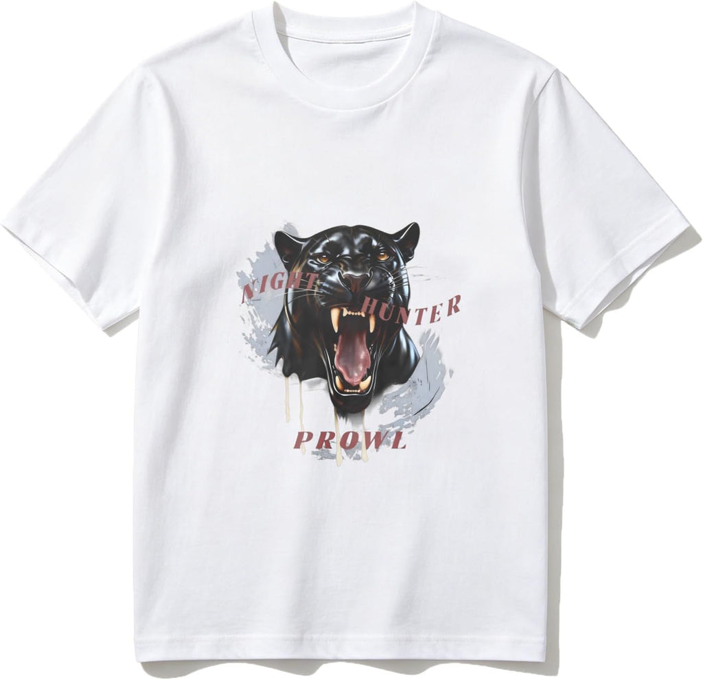 Cotton T-Shirt Night Hunter Prowl Panther Roar Casual Soft Crewneck Top