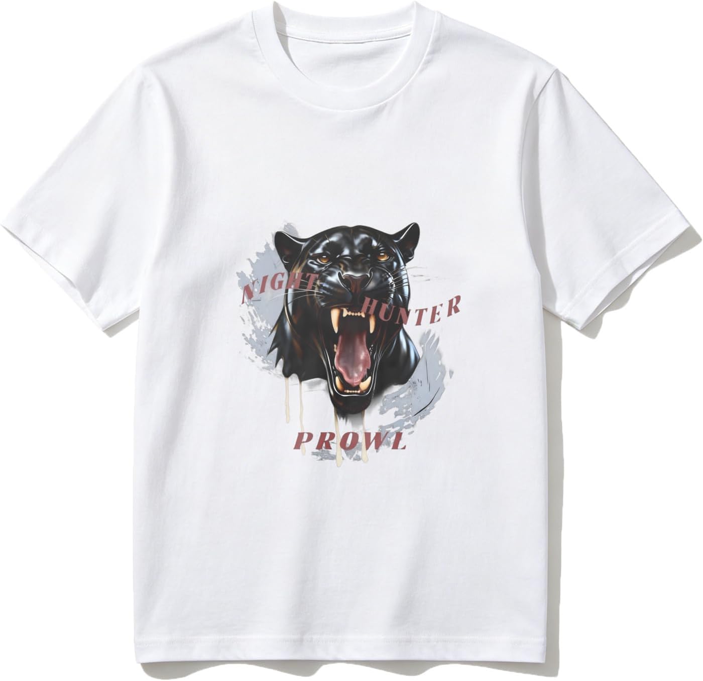 Cotton T-Shirt Night Hunter Prowl Panther Roar Casual Soft Crewneck Top