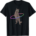 Weird Cat Shirt Kitten Dancing Hula Hoop Dance Cat Lover T-Shirt, Men, Black, Small