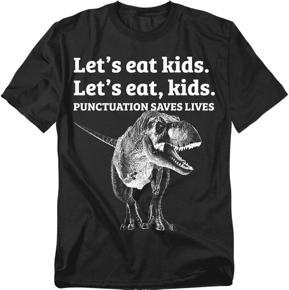 Popfunk Punctuation Saves Lifes T-Rex –, Funny Grammar T-Shirt, Unisex