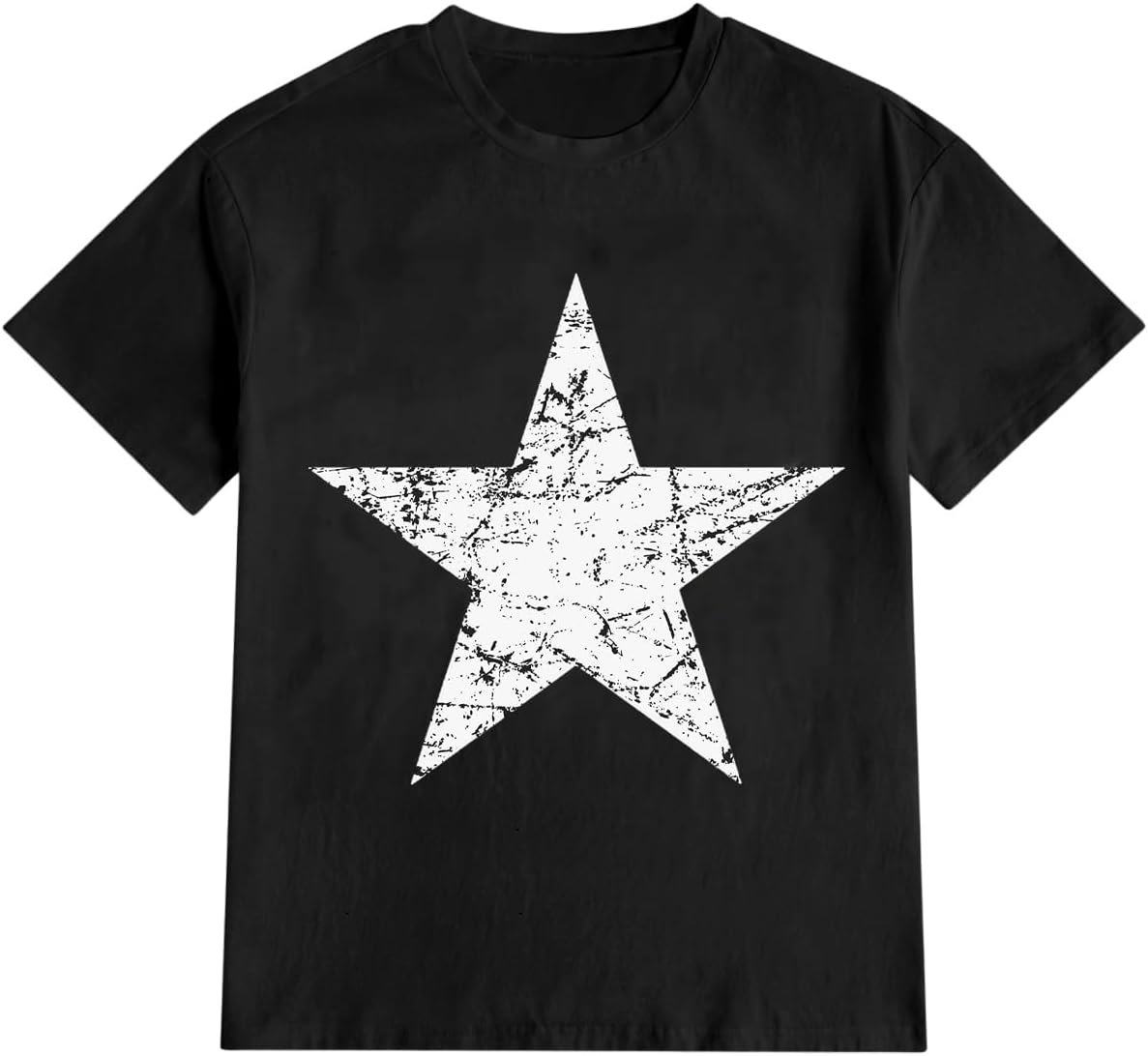 RoseSeek Men's Cartoon Graphic Tees Crew Neck Sleeve T Shirts Baggy Drop Shoulder Summer Tops Streetwear