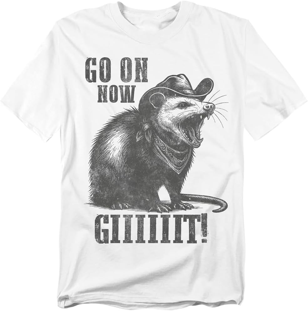 Popfunk Opossum Go On Git T-Shirt – Funny Animal Humor Premium Tee, Unisex