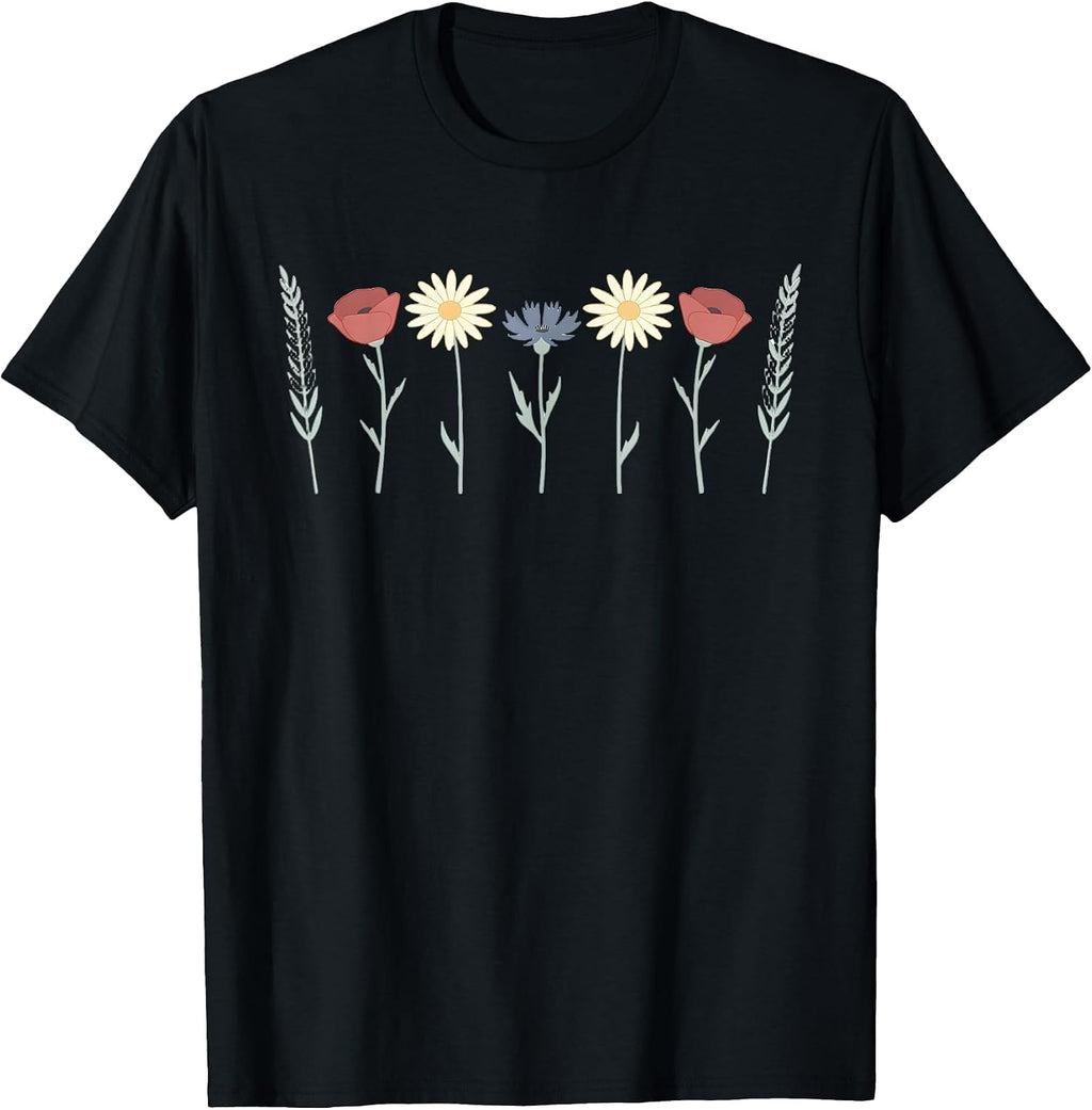 Wildflower Meadow Pastel Botanical Horizon Graphic T-Shirt