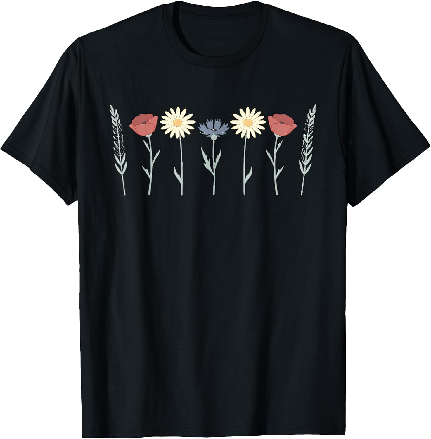 Wildflower Meadow Pastel Botanical Horizon Graphic T-Shirt