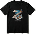 Cotton T-Shirt Stairway to Dream Piano Clouds Hourglass Casual Soft Crewneck Top