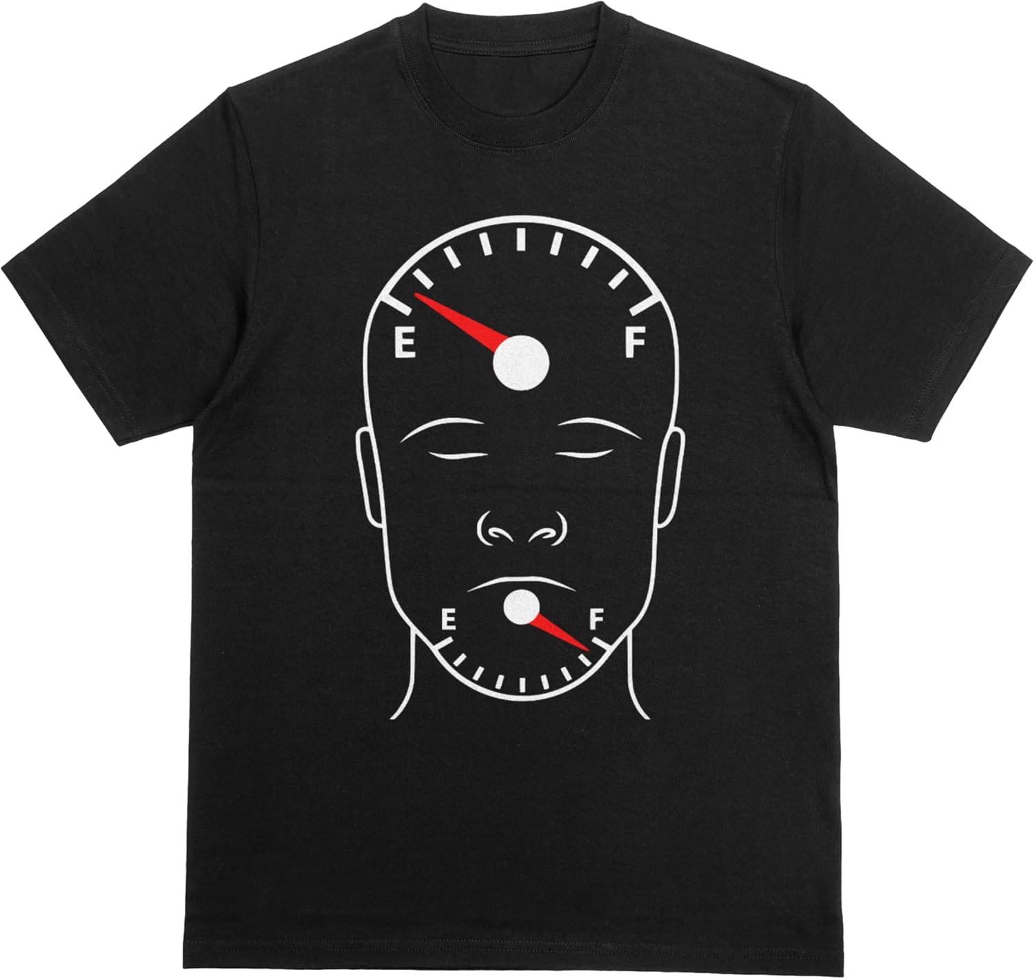 Fuel Gauge Head Funny Meme Shirt - Dark Humor Shirt, Running on Empty Tee, Goofy Unhinged Meme Shirt for Gen Z