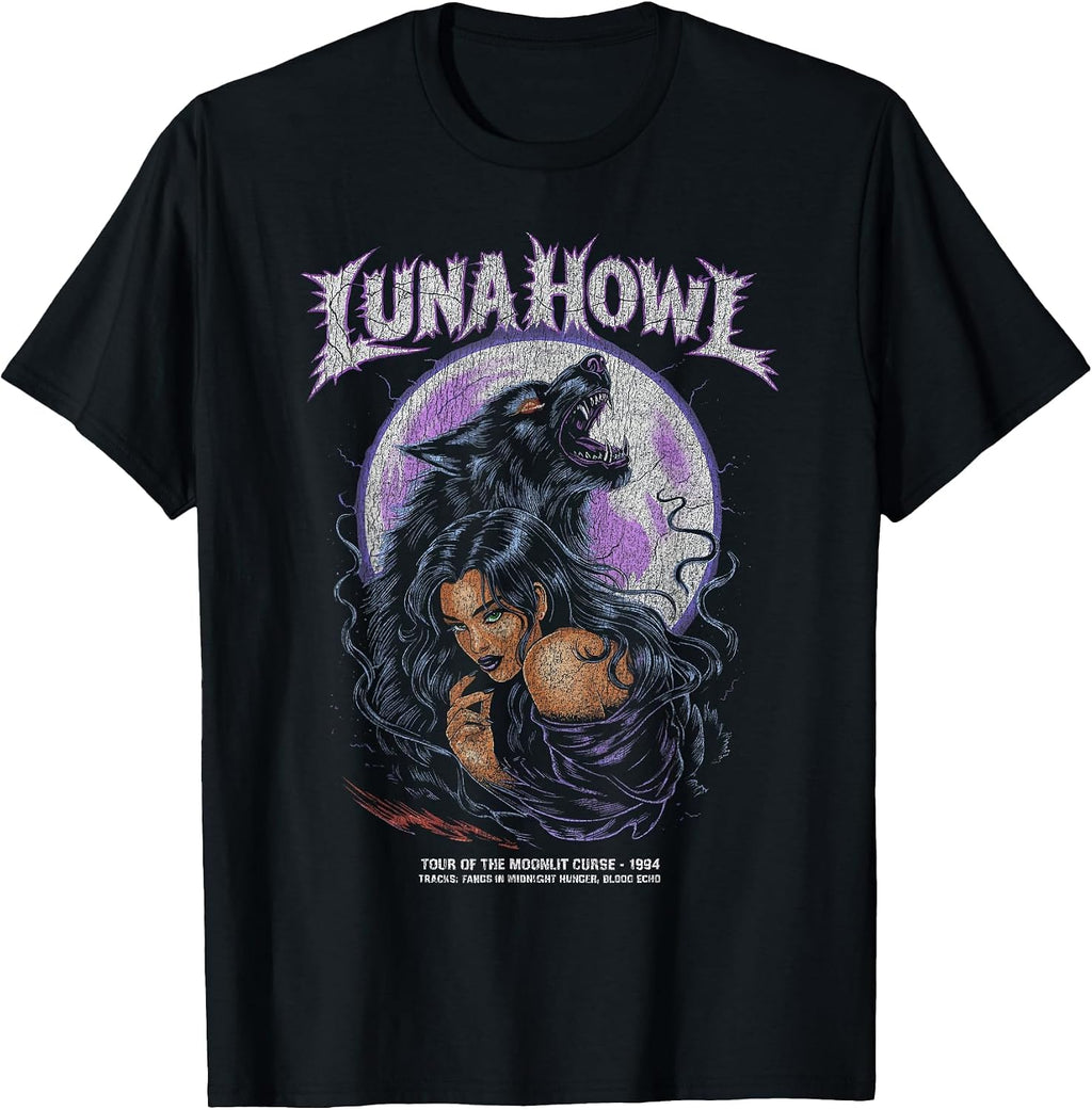 Werewolf Metal Music Band Poster Dark Fantasy Gothic Moon T-Shirt