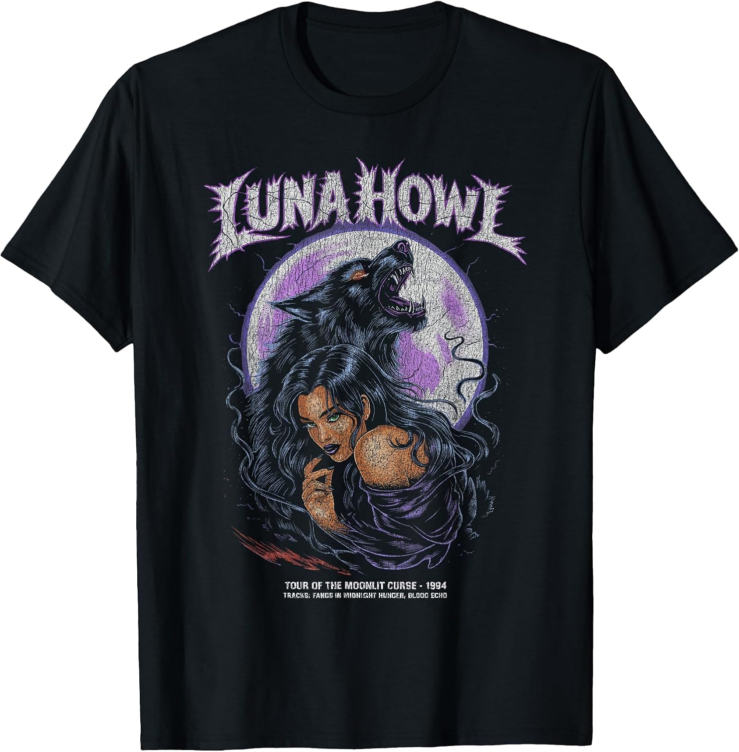 Werewolf Metal Music Band Poster Dark Fantasy Gothic Moon T-Shirt