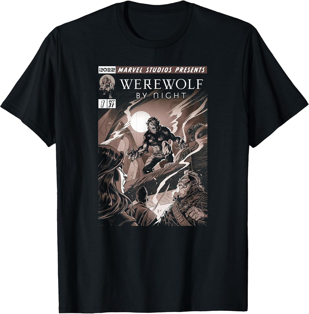 Marvel Werewolf by Night Jack Colorless Comic Cover T-Shirt