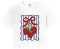 Rustic Strawberry Bow Striped Farmhouse Fruit Comfort Colors Crop Top
