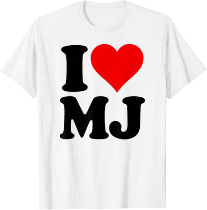 I Love Heart MJ M J M.J. Initials Monogram Nickname T-Shirt