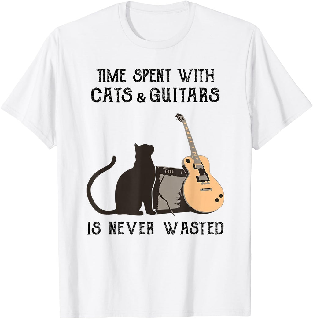 Time Spent with Cats and Guitars is Never Wasted T-Shirt
