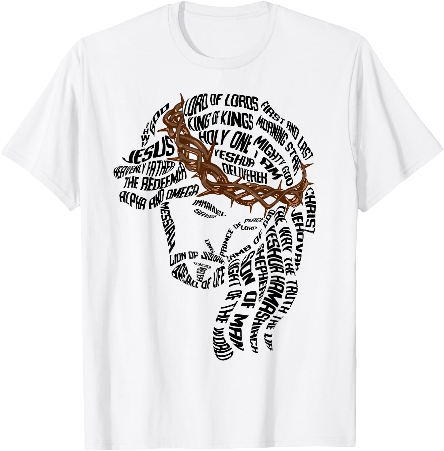 Christian Names of Jesus Christ Face Gospel Religious Bible T-Shirt