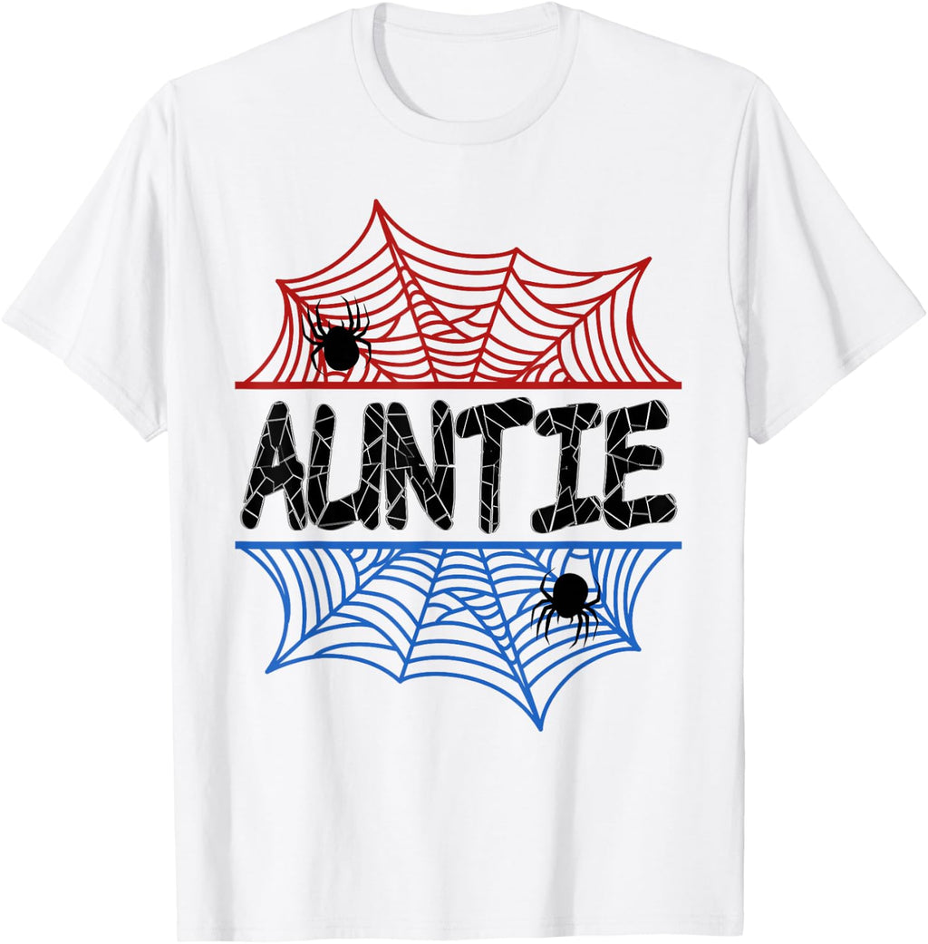 Auntie Of The Birthday Boy Spider Aunt Bday Party T-Shirt