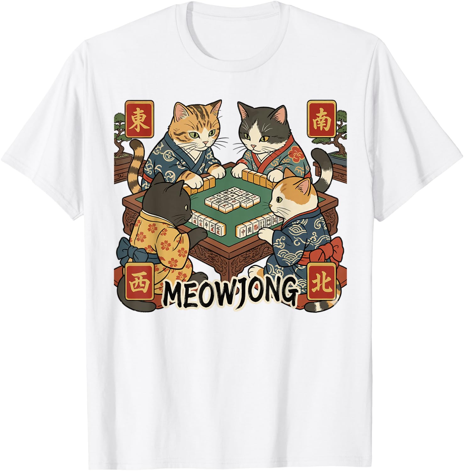 Meowjong Funny Mahjong Love Playing Chinese Game T-Shirt