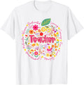 Apple Flower Teacher First Day of School Back to School T-Shirt