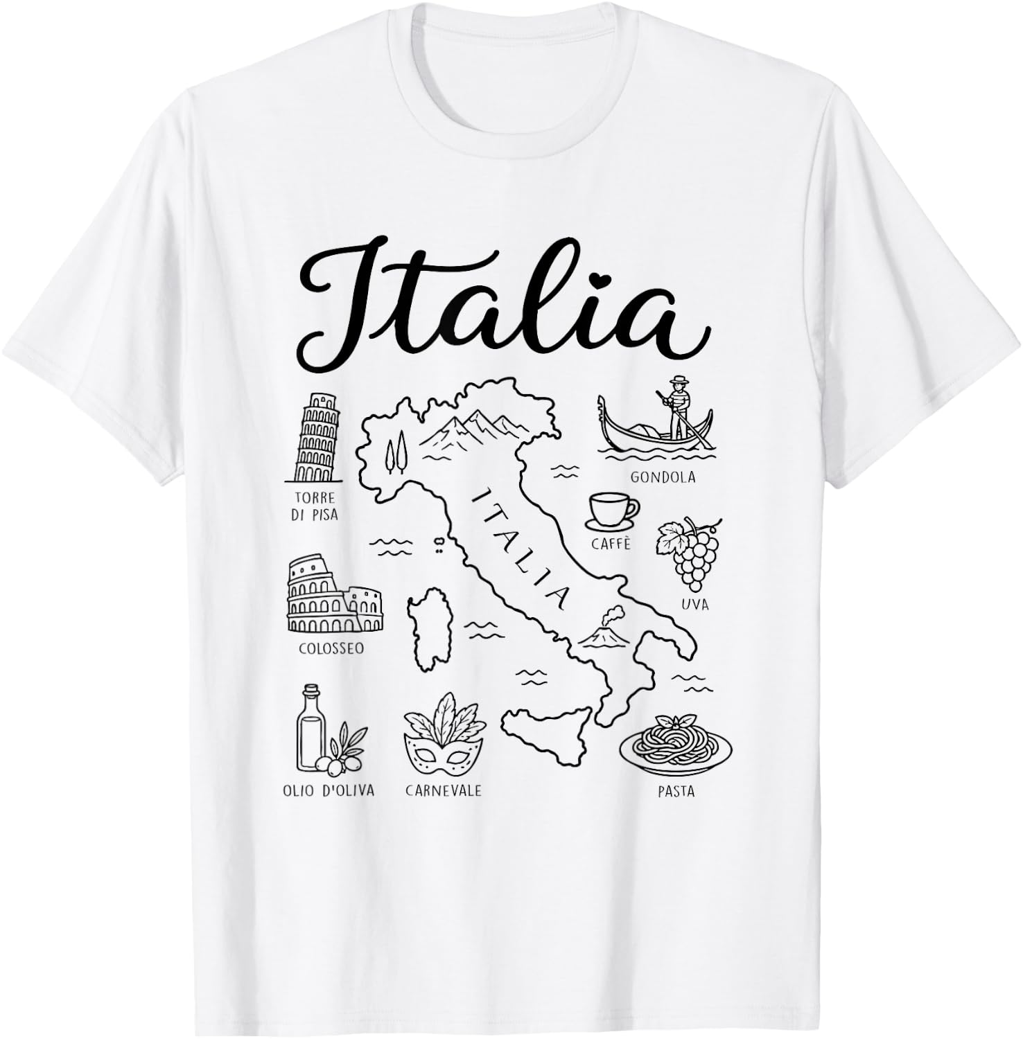 Italia Souvenir Italy Travel Landmarks Heritage Mens Womens T-Shirt
