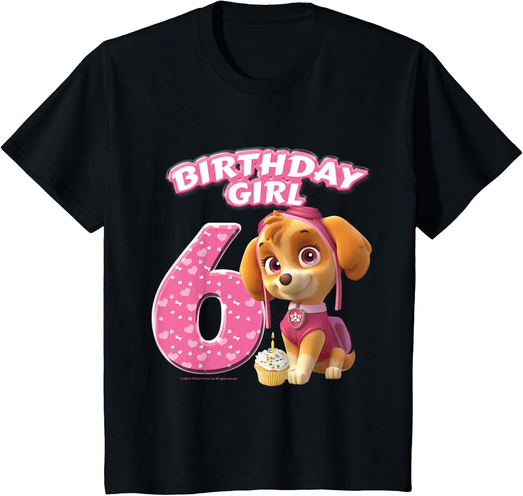 Official Paw Patrol Skye Birthday Girl Age 6 T-Shirt