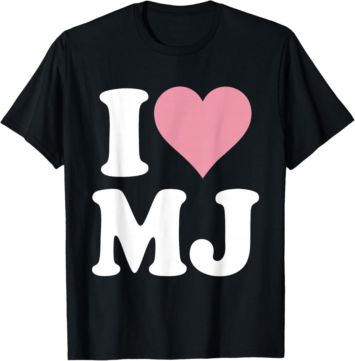 I Love MJ Fan Merch Pink Heart Initials Design M.J. T-Shirt