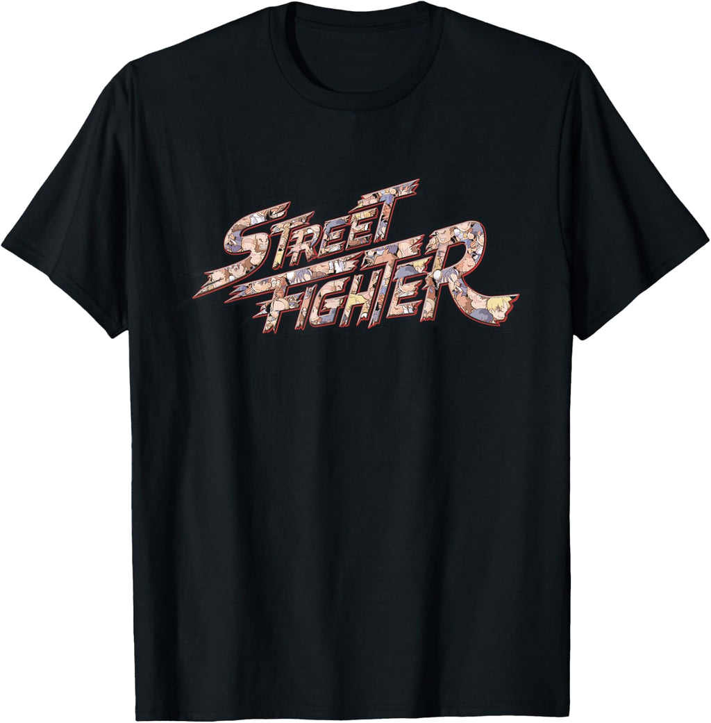 Street Fighter Gaming Logo Pattern Chibi Retro Arcade Gamers T-Shirt