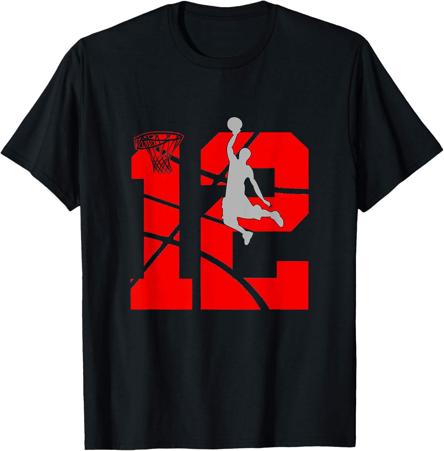 12 Year Old 12th Basketball Birthday PartyTheme Boys Girls T-Shirt