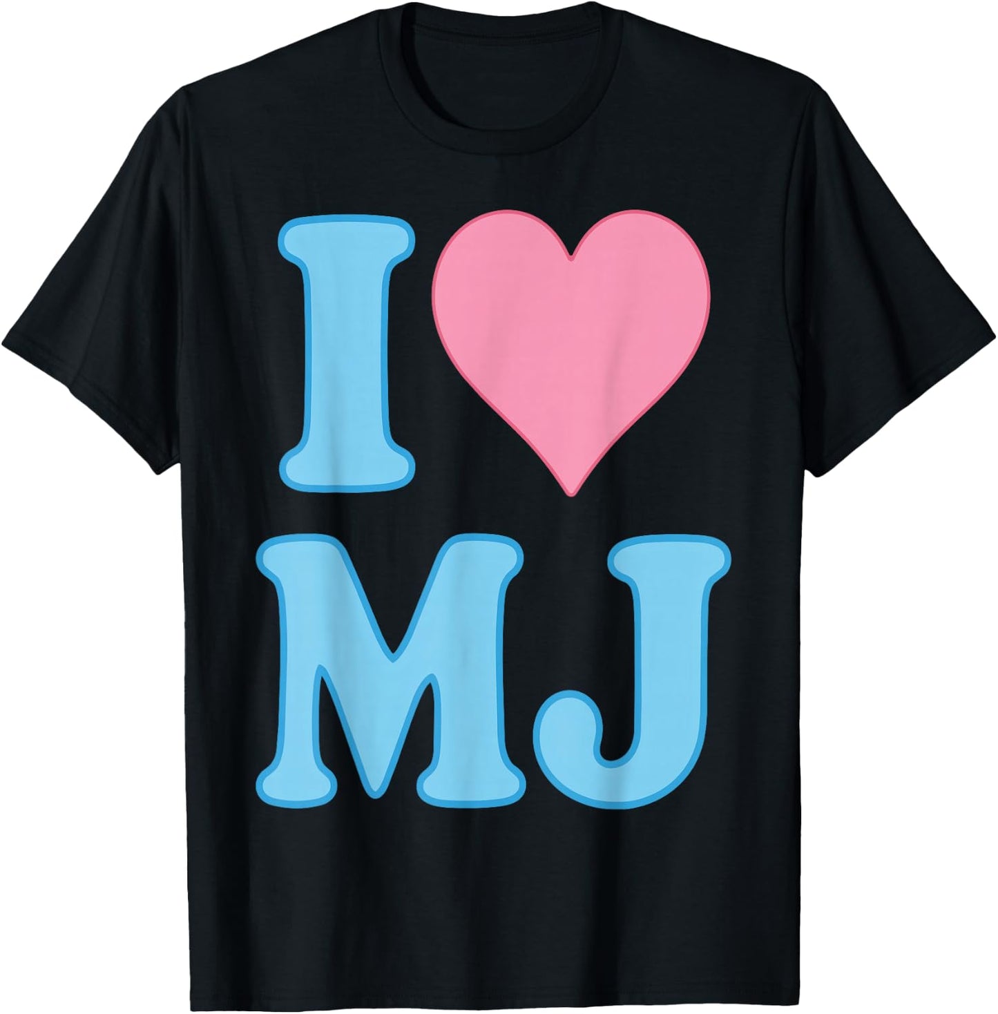 I Love MJ Fan Merch Pink Heart Initials Design M.J. T-Shirt