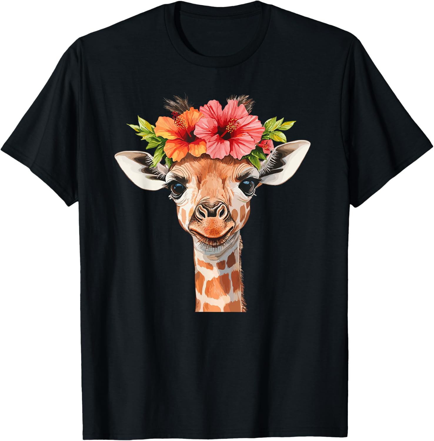 Adorable Giraffe with Flower Crown T-Shirt