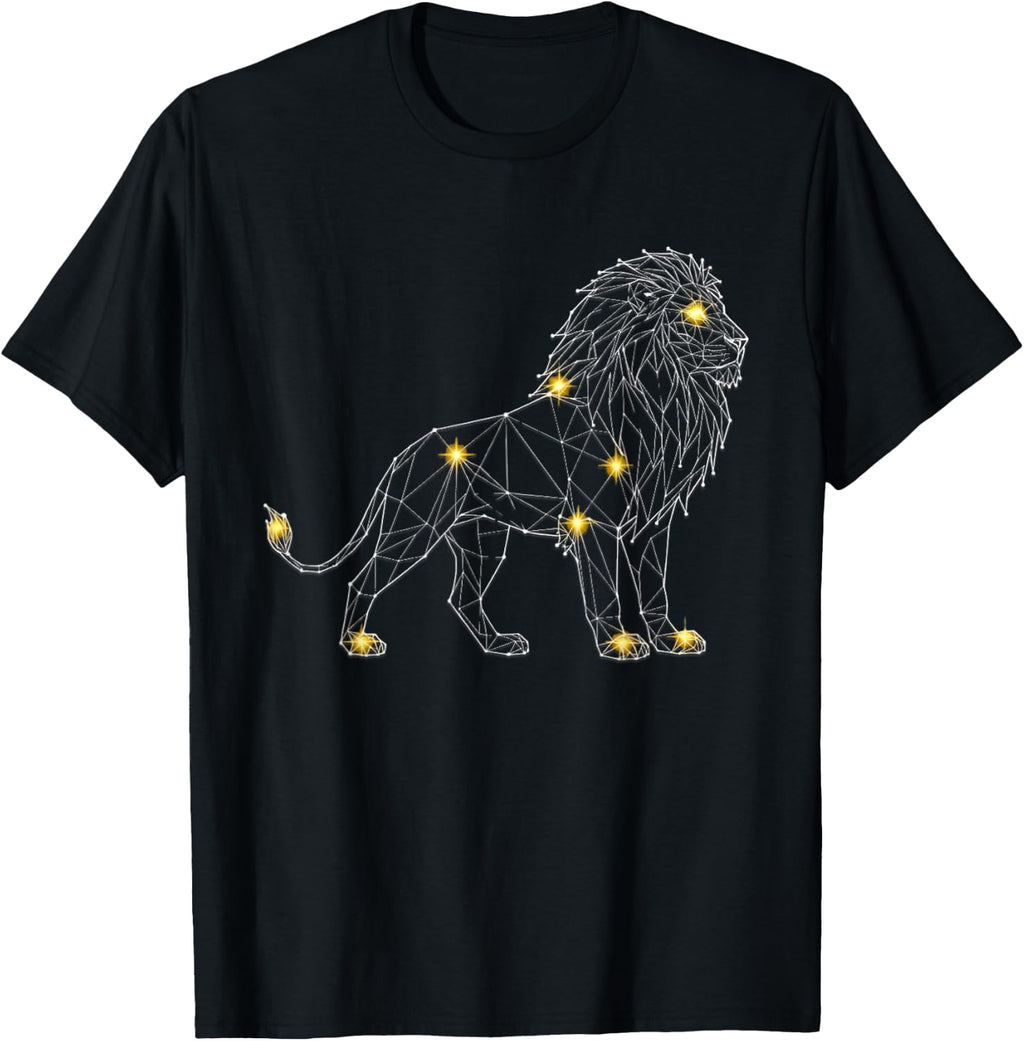 Leo Zodiac Geometric Lion Constellation Design T-Shirt