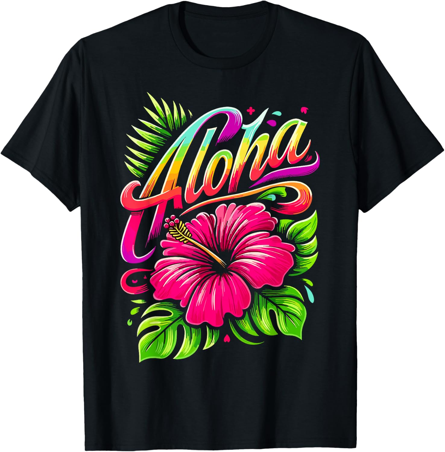 Aloha Tropical Flower Hawaii Vacation Summer Beach T-Shirt