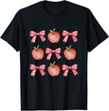 Apples and Checkered Bows Design Clean Girl Cute T-Shirt