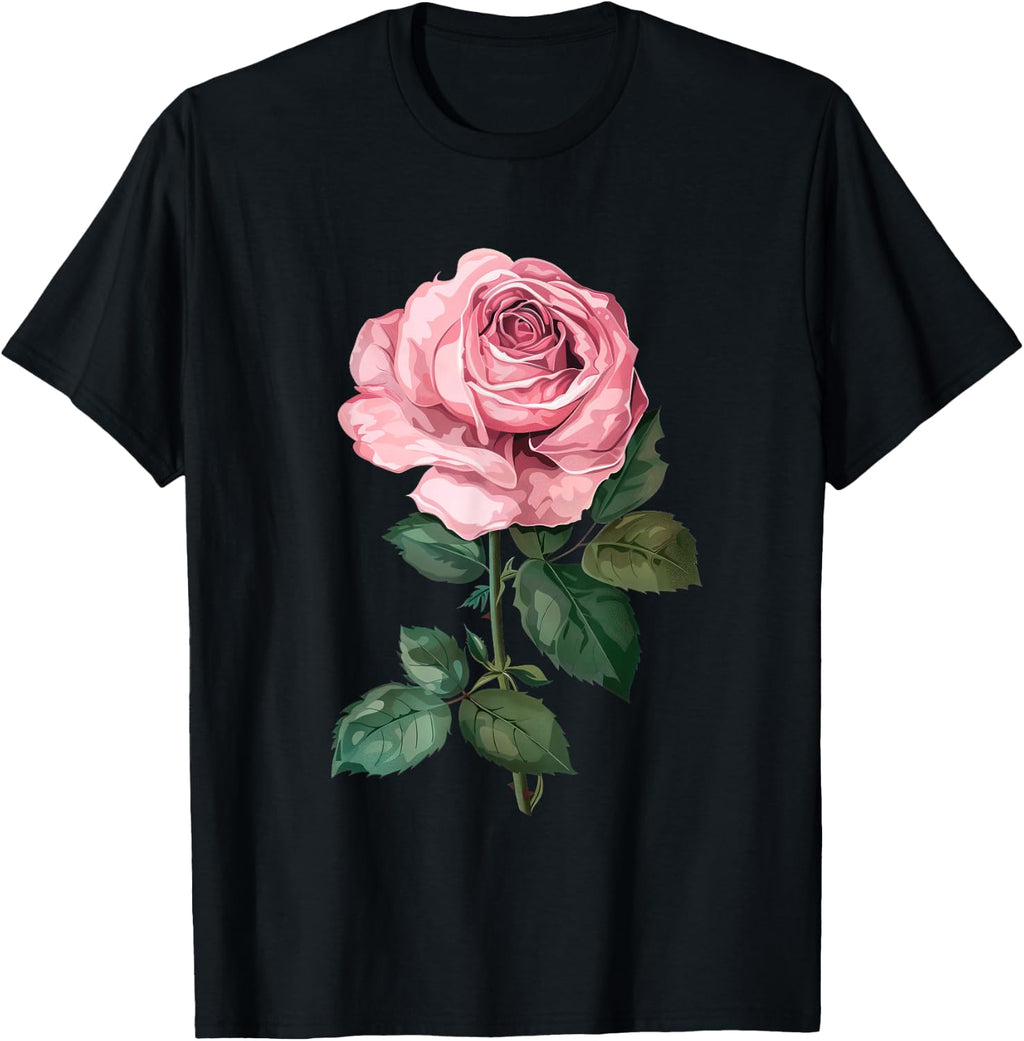 199 Flowers Rose Graphic T-Shirt, Small, Black