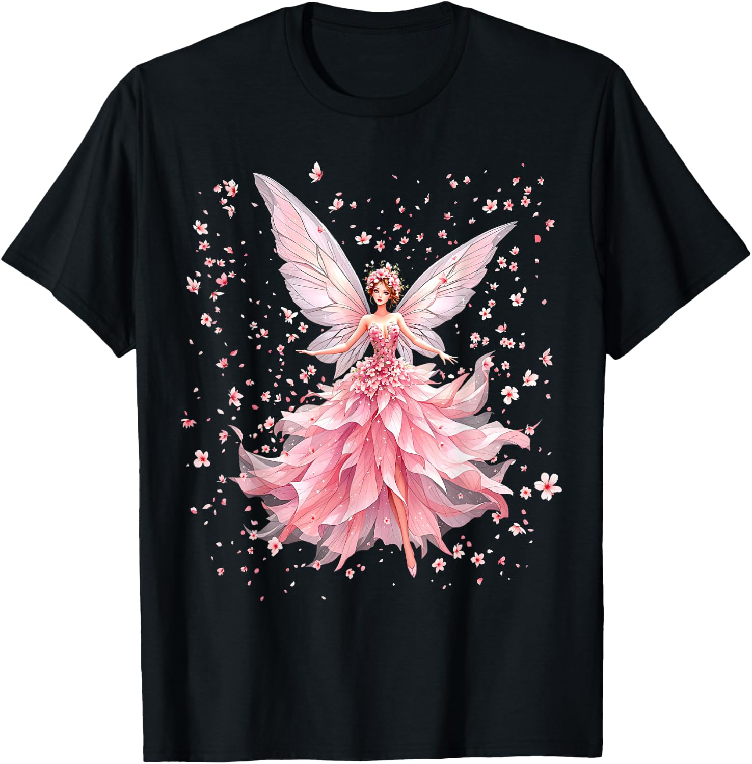 Magical Fairy Spring Cherry Blossom Flowers Art T-Shirt