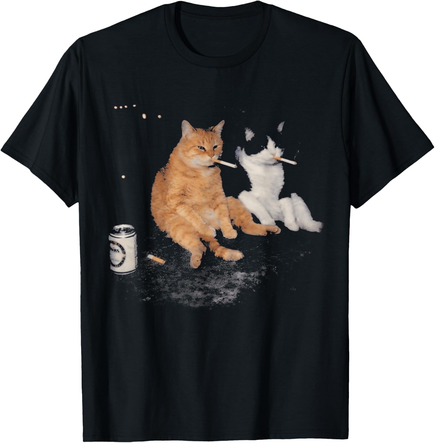 Funny Shirts for Men and Women 2 Smoking Cats Drinking Beer Meme Tees T Shirts